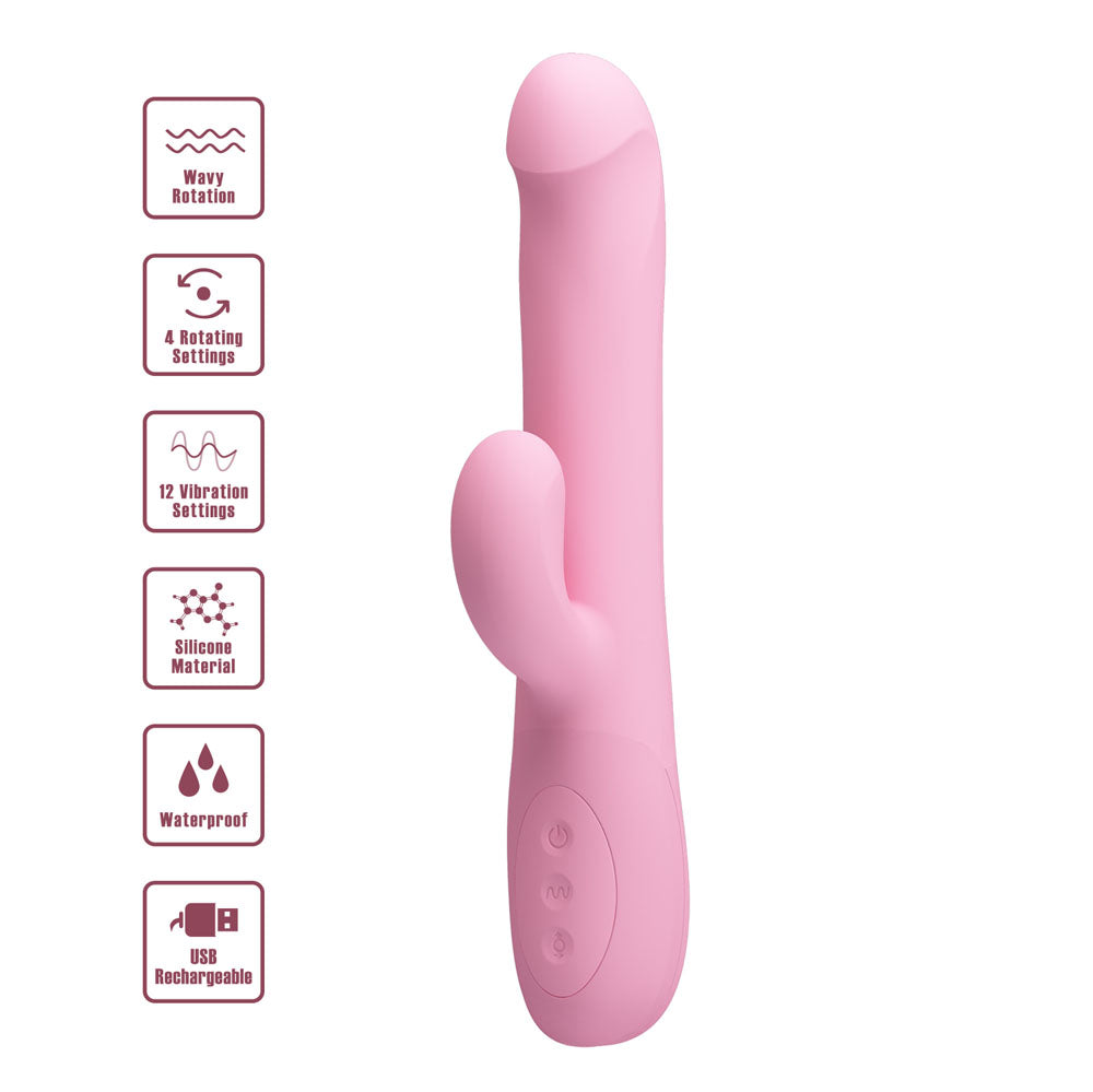 Party Up Dean Wavy Rotation Vibe 23.8 cm USB Rechargeable Rotating Rabbit Vibrator VIBRATORS-RABBIT