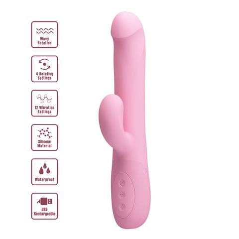Party Up Dean Wavy Rotation Vibe 23.8 cm USB Rechargeable Rotating Rabbit Vibrator VIBRATORS-RABBIT