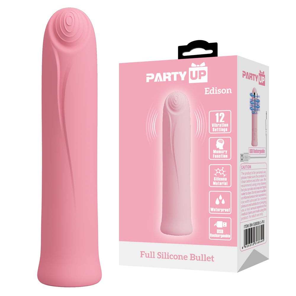 Party Up Edison Bullet 10.3 Centimeter USB Rechargeable Adult Toy Pink BULLETS