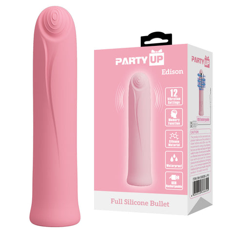 Party Up Edison Bullet 10.3 Centimeter USB Rechargeable Adult Toy Pink BULLETS