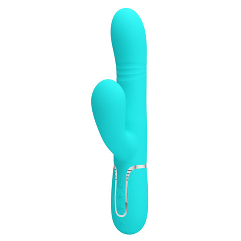 Party Up Paul Rolling Beads Vibrator Teal 22.6 cm USB Rechargeable Thrusting Rabbit Vibrator VIBRATORS-RABBIT