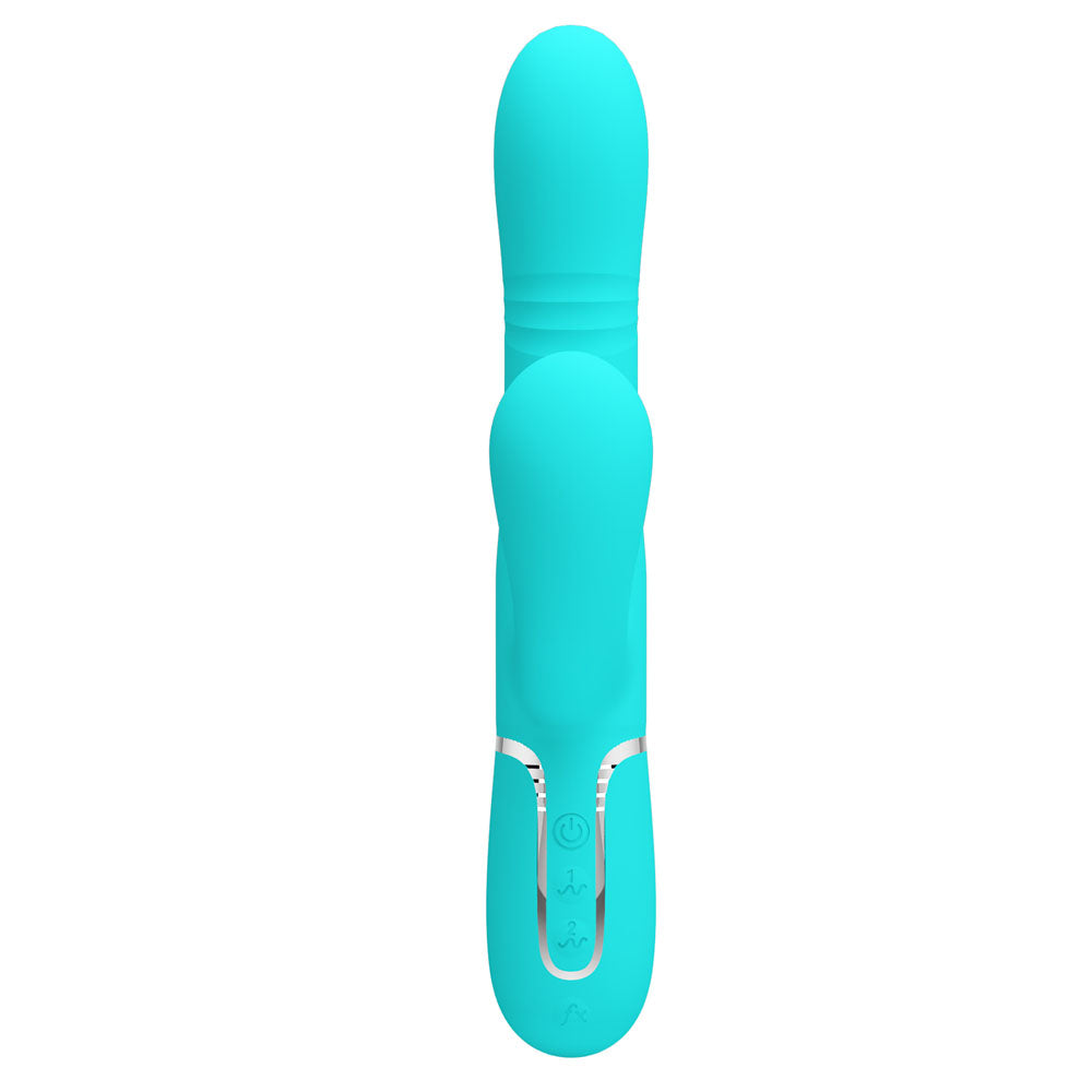 Party Up Paul Rolling Beads Vibrator Teal 22.6 cm USB Rechargeable Thrusting Rabbit Vibrator VIBRATORS-RABBIT