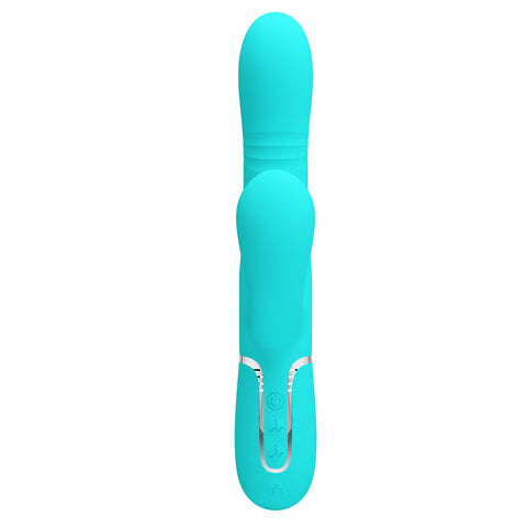 Party Up Paul Rolling Beads Vibrator Teal 22.6 cm USB Rechargeable Thrusting Rabbit Vibrator VIBRATORS-RABBIT
