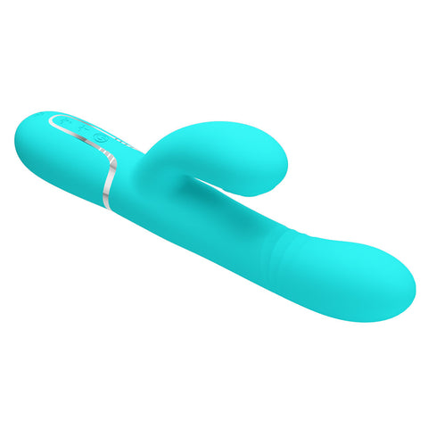 Party Up Paul Rolling Beads Vibrator Teal 22.6 cm USB Rechargeable Thrusting Rabbit Vibrator VIBRATORS-RABBIT
