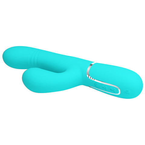 Party Up Paul Rolling Beads Vibrator Teal 22.6 cm USB Rechargeable Thrusting Rabbit Vibrator VIBRATORS-RABBIT