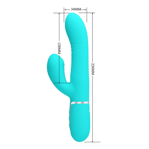 Party Up Paul Rolling Beads Vibrator Teal 22.6 cm USB Rechargeable Thrusting Rabbit Vibrator VIBRATORS-RABBIT