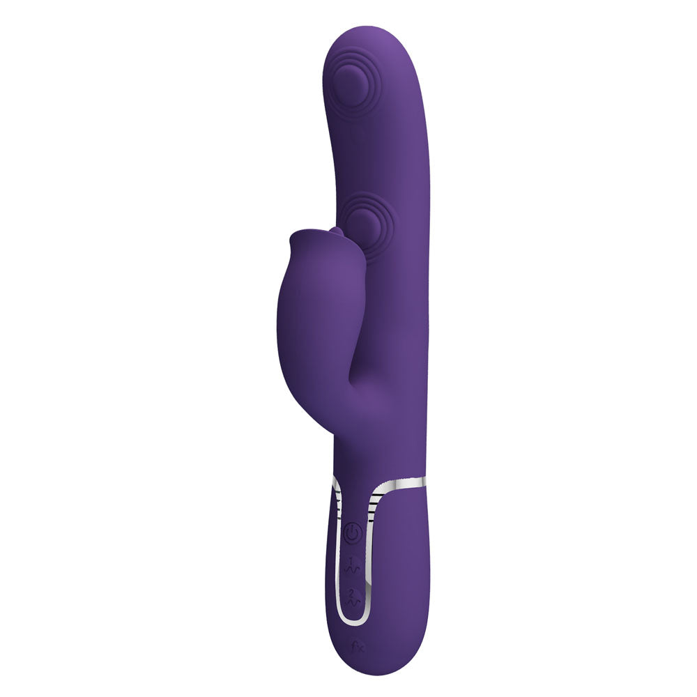 Party Up Alan Dual Motor Vibrator 22.8 Centimeters USB Rechargeable with Licking Clit Stimulator and Thumping Shaft VIBRATORS-RABBIT