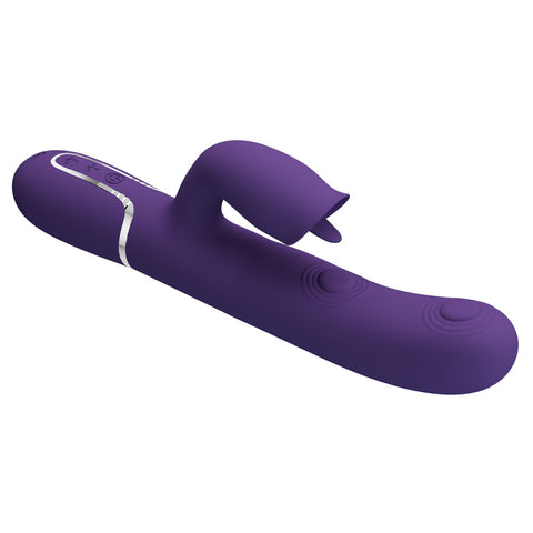 Party Up Alan Dual Motor Vibrator 22.8 Centimeters USB Rechargeable with Licking Clit Stimulator and Thumping Shaft VIBRATORS-RABBIT