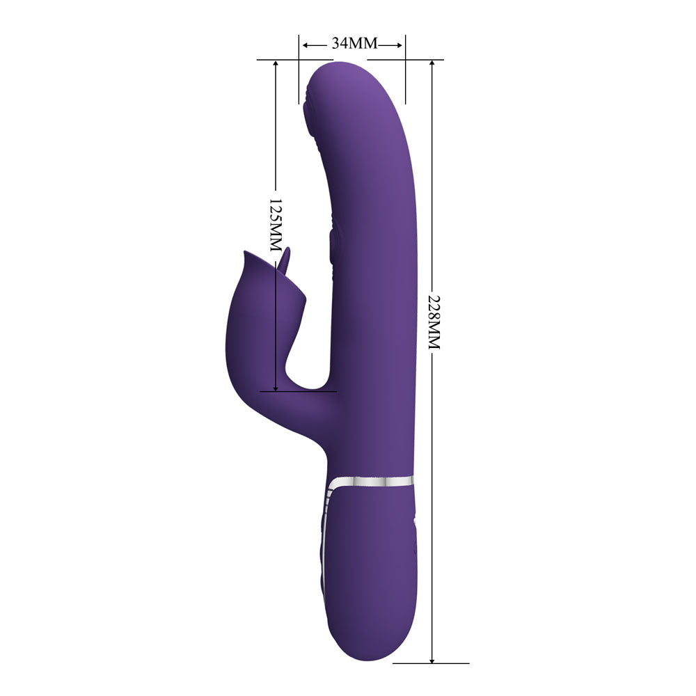 Party Up Alan Dual Motor Vibrator 22.8 Centimeters USB Rechargeable with Licking Clit Stimulator and Thumping Shaft VIBRATORS-RABBIT