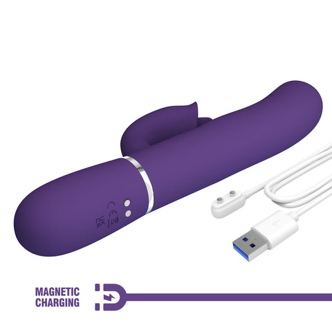 Party Up Alan Dual Motor Vibrator 22.8 Centimeters USB Rechargeable with Licking Clit Stimulator and Thumping Shaft VIBRATORS-RABBIT
