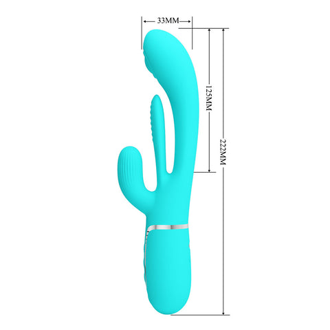 Party Up Andy Multi Function Vibrator Teal 22.2 Centimeter USB Rechargeable Rabbit Vibrator with Flicking and Thumping Tip VIBRATORS-RABBIT-MULTI