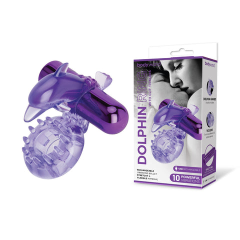 Bodywand Dolphin Ring with Clit Ticklers for Couples Purple > Cock Ring > Vibrating