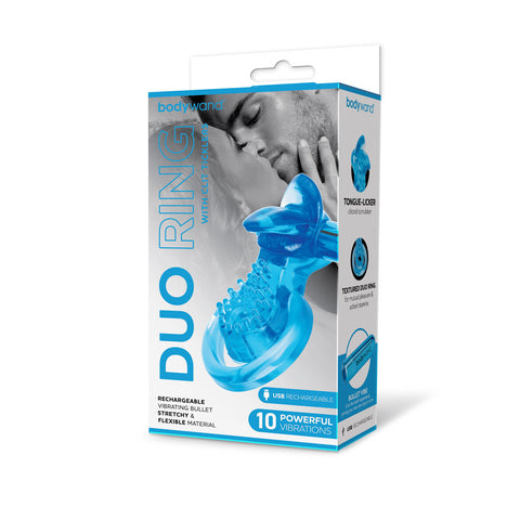 Bodywand Rechargeable Duo Ring with Clit Tickler for Couples Cock Rings Vibrating