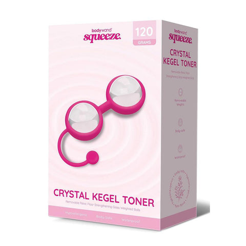 Bodywand Squeeze Crystal Kegel Toner Glass Weighted Kegel Balls Set Pink KEGEL TOYS