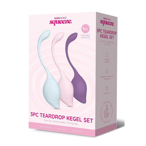 Bodywand Squeeze 3 Piece Teardrop Kegel Set Weighted Kegel Exercise Balls Coloured KEGEL TOYS