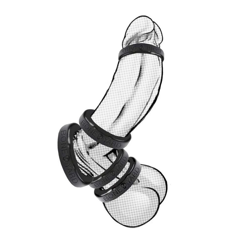 Boneyard Silicone Ring Five Piece Kit Black > Cock Ring > Sets
