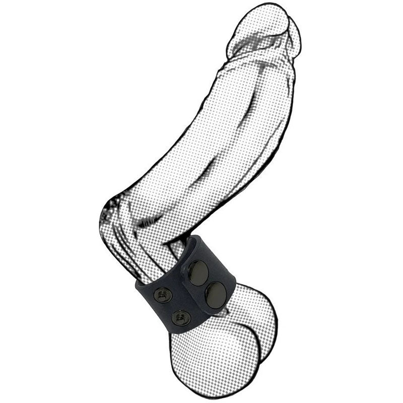 Boneyard Silicone Ball Strap 1.5 Inch with 3 Snap Closure in Black > Cock Ring > Adjustable