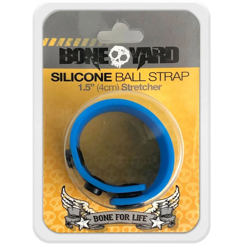Boneyard Silicone Ball Strap 3 Snap Adjustable Ball Stretcher Ring 4 Centimeters Blue COCK RINGS