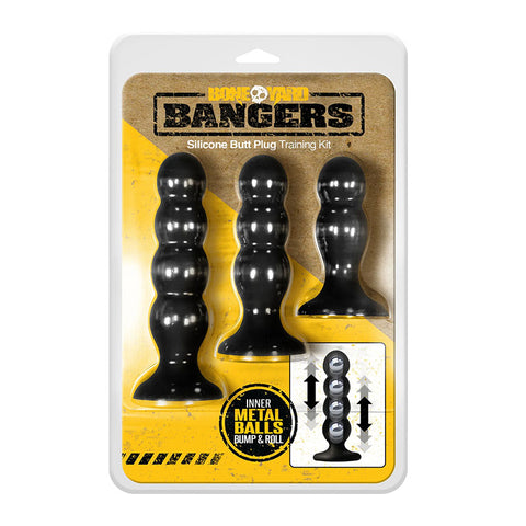 Bangers Silicone Ass Training Kit 3 Piece Black Butt Plugs