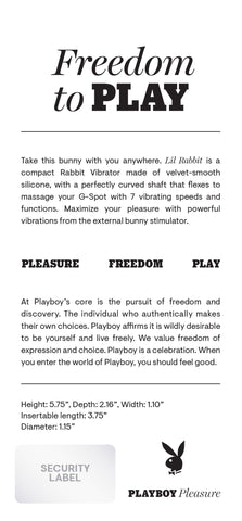 Playboy Pleasure LIL RABBIT Compact G-Spot Vibrator > Sex Toys For Ladies > G-Spot Vibrators