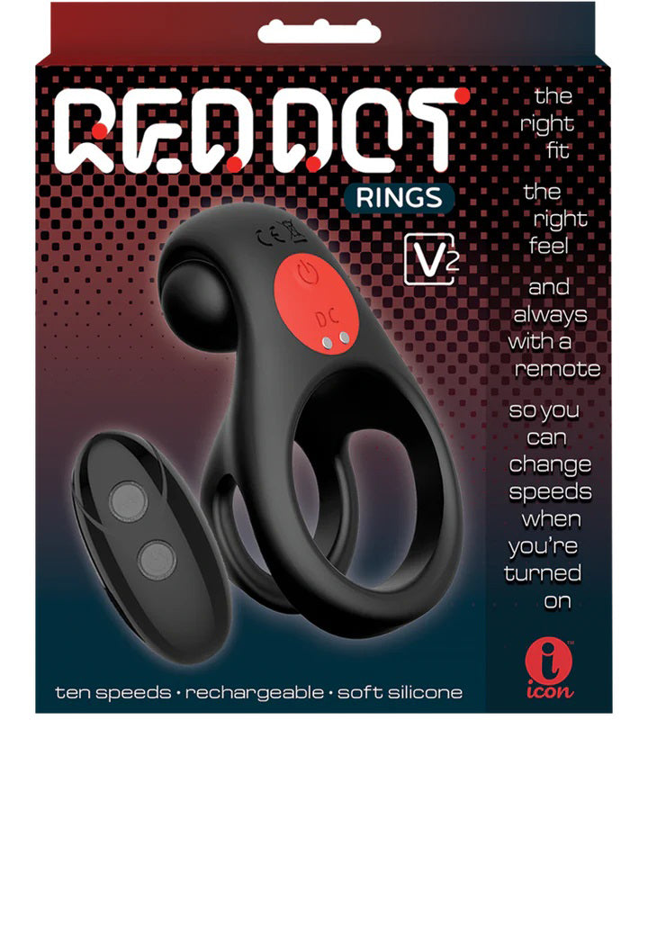 Red Dot Rings V2 USB Rechargeable Vibrating Cock & Ball Ring 10.2cm Multi Cock Rings Vibrating