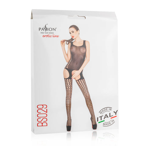 Bodystocking BS029 BLK - Alluring Mesh Design, One Size Bodystocking