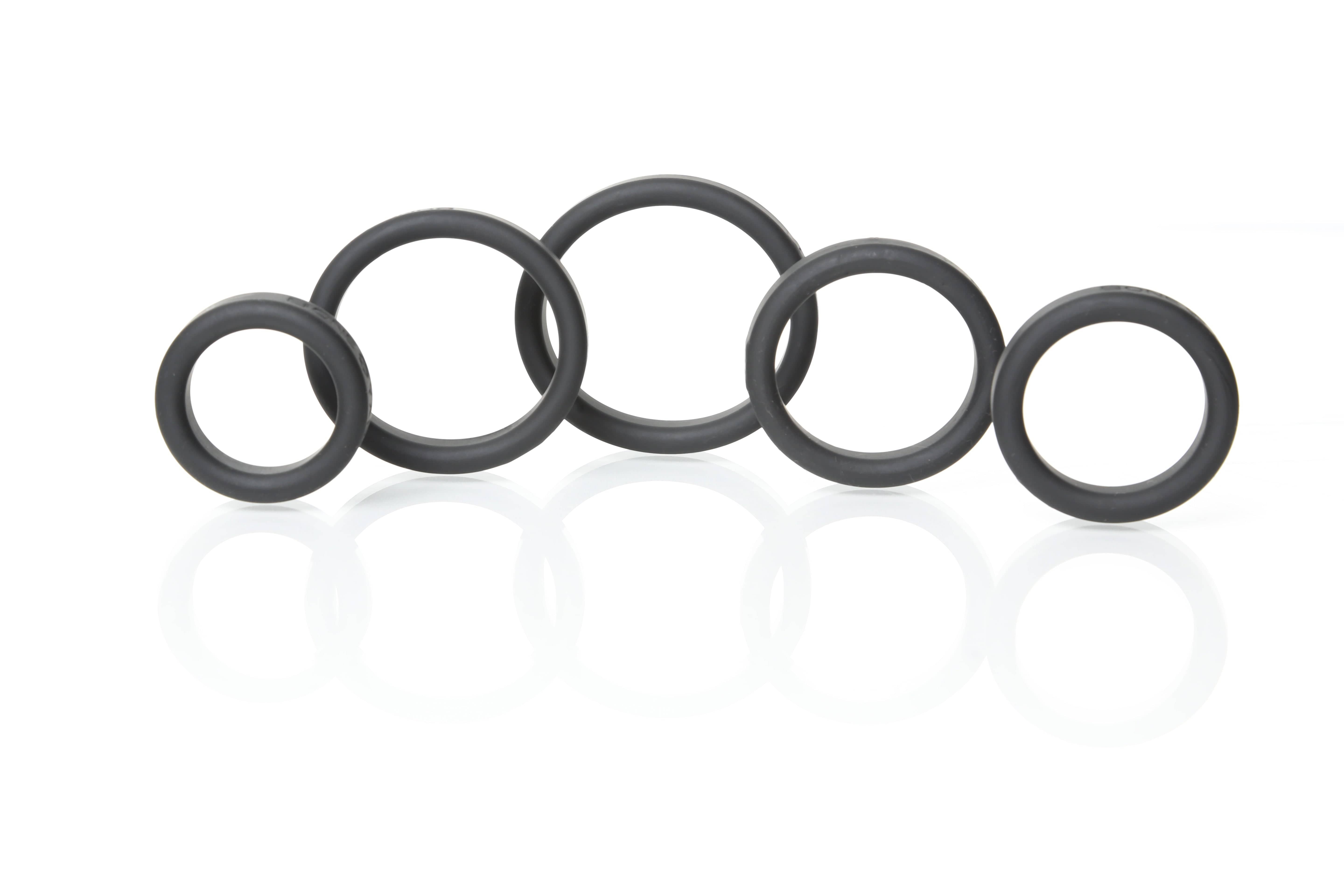Boneyard Silicone Ring Five Piece Kit Black Black COCK RING Set