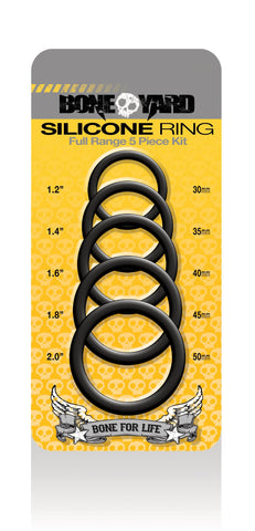 Boneyard Silicone Ring Five Piece Kit Black COCK RING Set