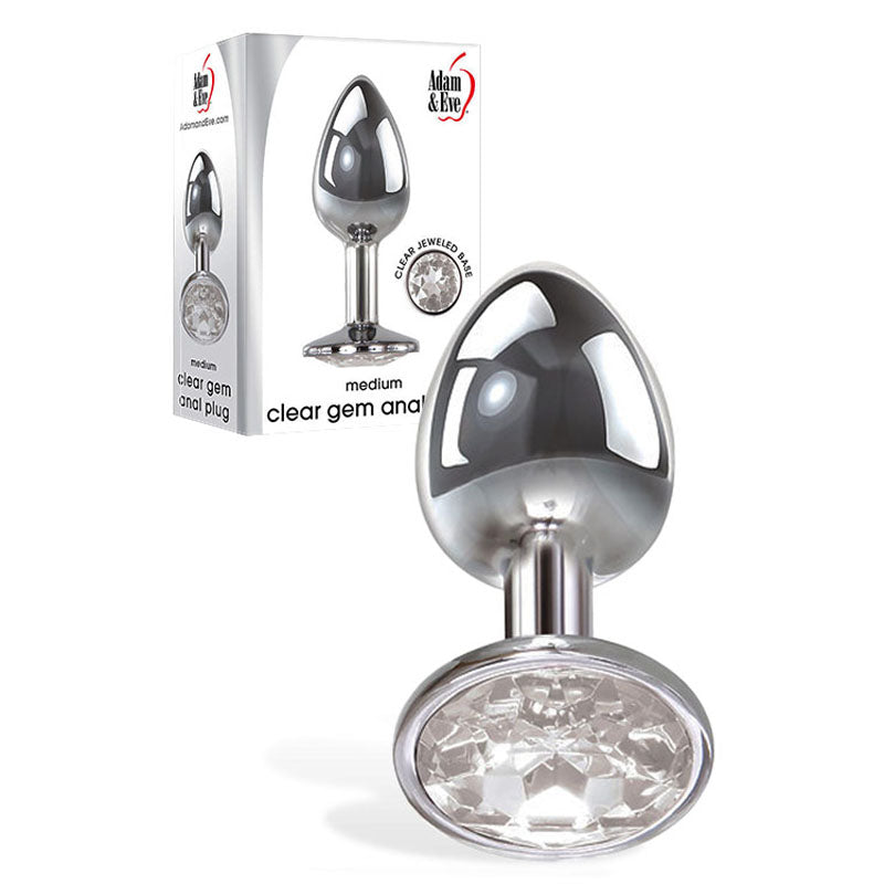 Adam & Eve Clear Gem (Metallic) – Medium 8.2 cm Metal Butt Plug Chrome > Anal Range > Butt Plugs