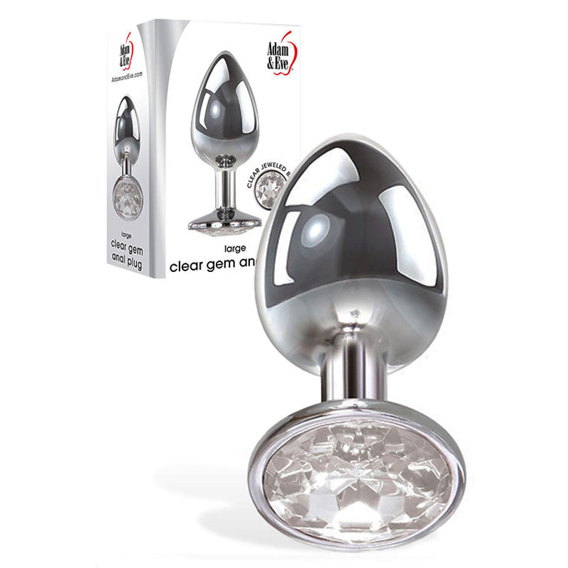 Adam & Eve Clear Gem Large – Metal 9.5 cm Butt Plug Chrome > Anal Range > Butt Plugs Main image