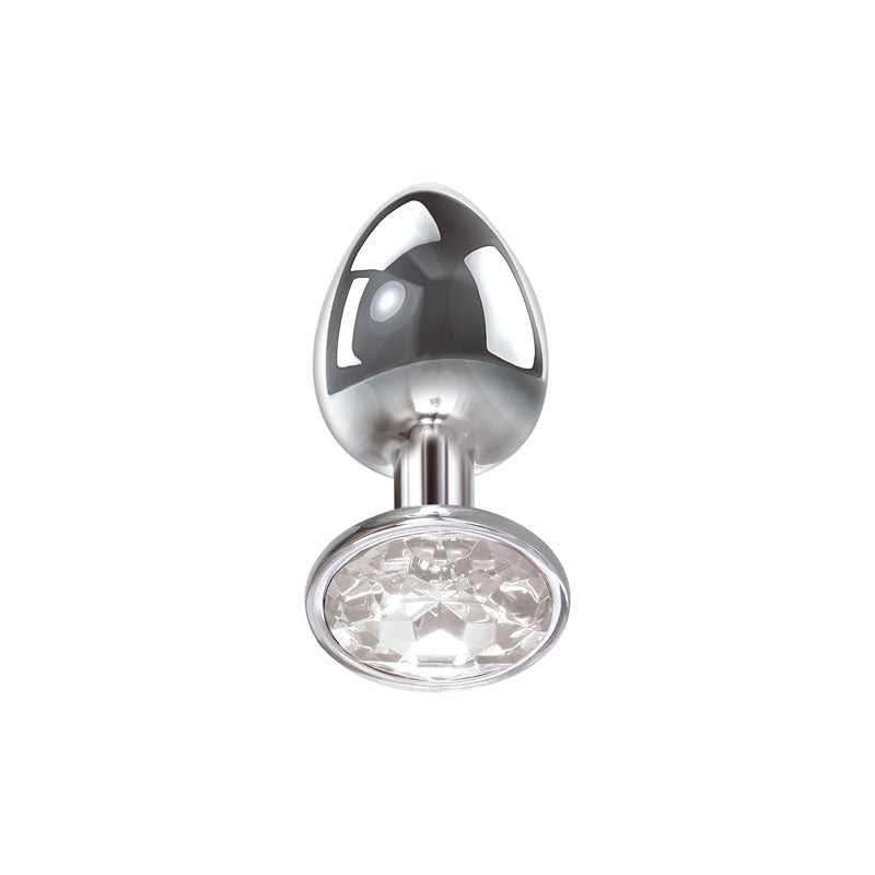 Adam & Eve Clear Gem Large – Metal 9.5 cm Butt Plug Secondary image