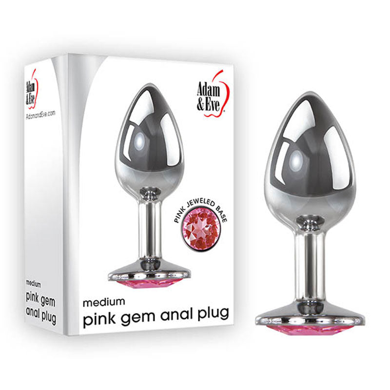 Adam & Eve Gem Anal Plug (Silver) – Medium Metal Butt Plug 8.2 cm Pink > Anal Range > Jewel Butt Plugs