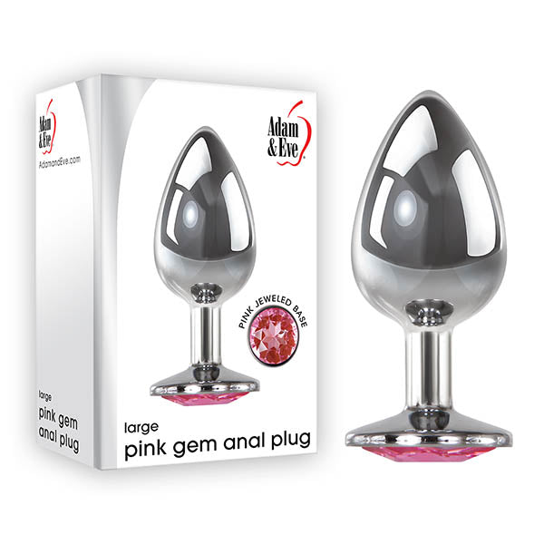 Adam & Eve Pink Gem Large Metal Butt Plug Chrome > Anal Range > Jewel Butt Plugs