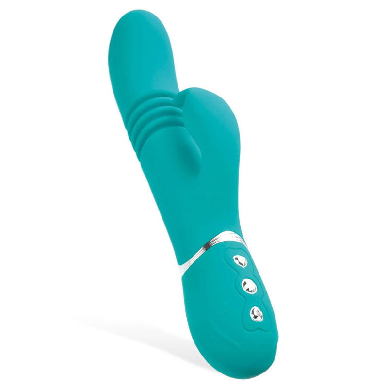 Adam & Eve Eve's Rechargeable Thrusting Rabbit (Silicone) – USB Rechargeable Thrusting Rabbit Vibrator 22.9 cm VIBRATORS-RABBIT-MULTI