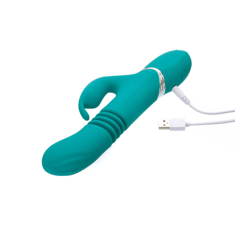 Adam & Eve Eve's Rechargeable Thrusting Rabbit (Silicone) – USB Rechargeable Thrusting Rabbit Vibrator 22.9 cm VIBRATORS-RABBIT-MULTI