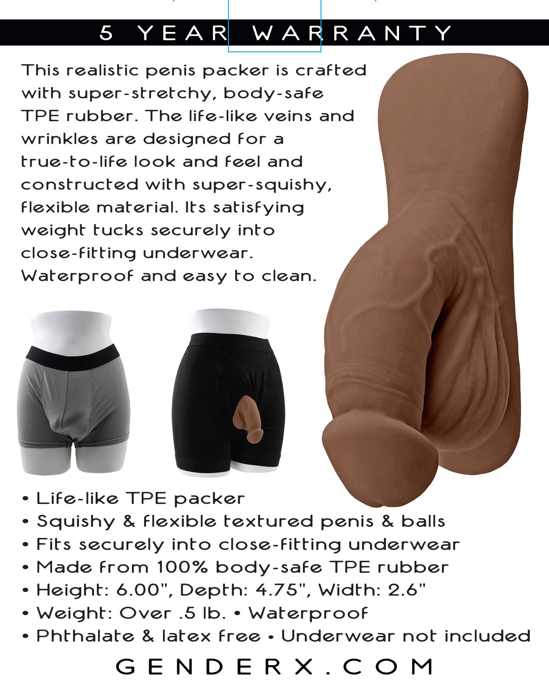 Gender X 4 Inch Silicone Packer - Dark 4 Inch Size Packers