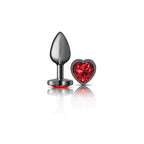 Cheeky Charms Heart Jewel Butt Plug Gunmetal / Red Jewel