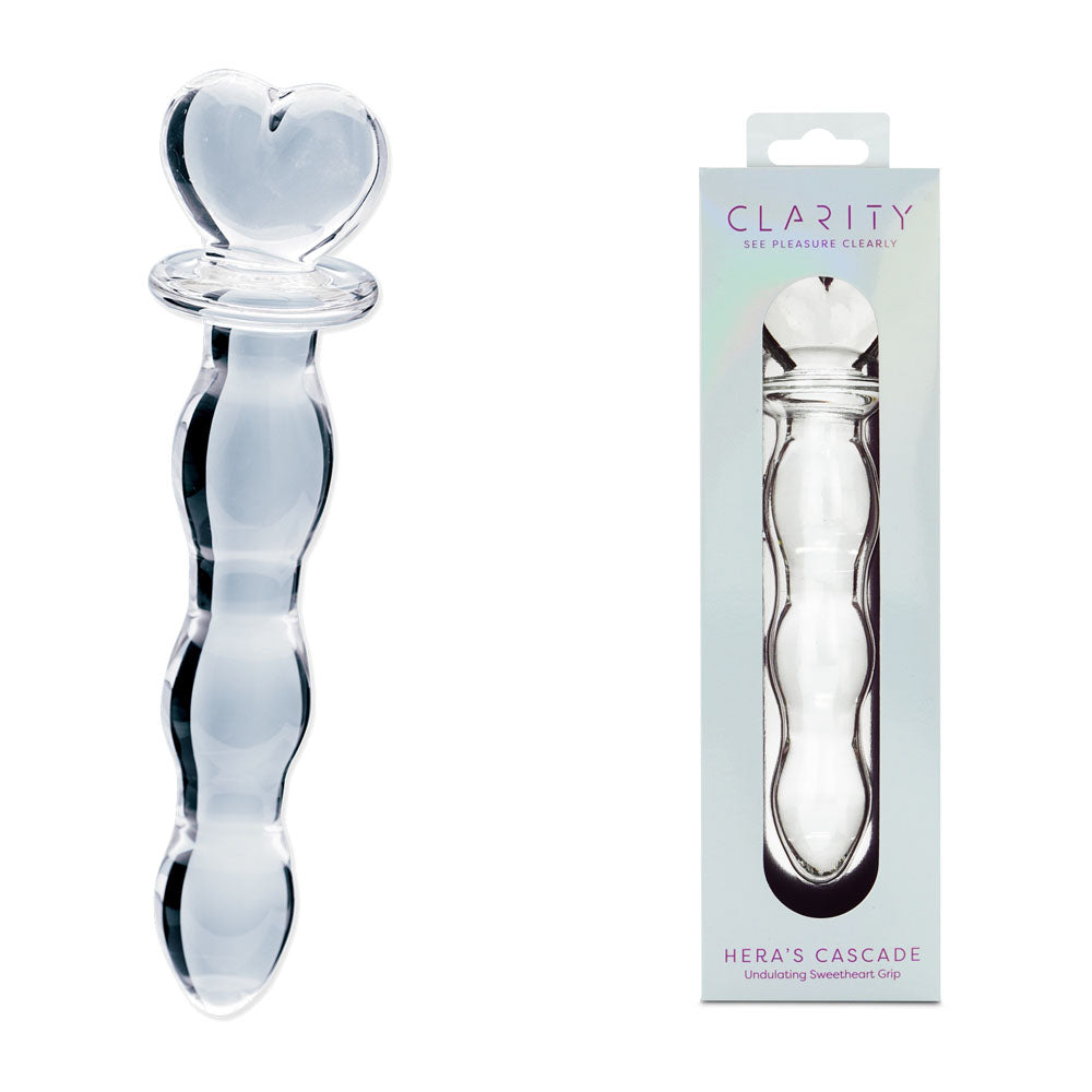 Hera's Cascade Handblown Borosilicate Glass Dildo – Sculptural Handle 5.9 Inch Insertable Length > Glass > Dildos