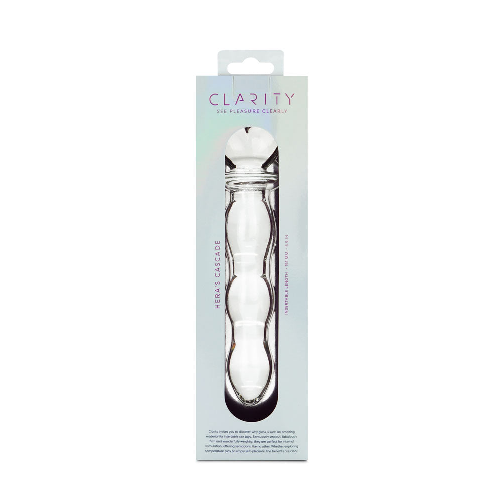 Hera's Cascade Handblown Borosilicate Glass Dildo – Sculptural Handle 5.9 Inch Insertable Length > Glass > Dildos