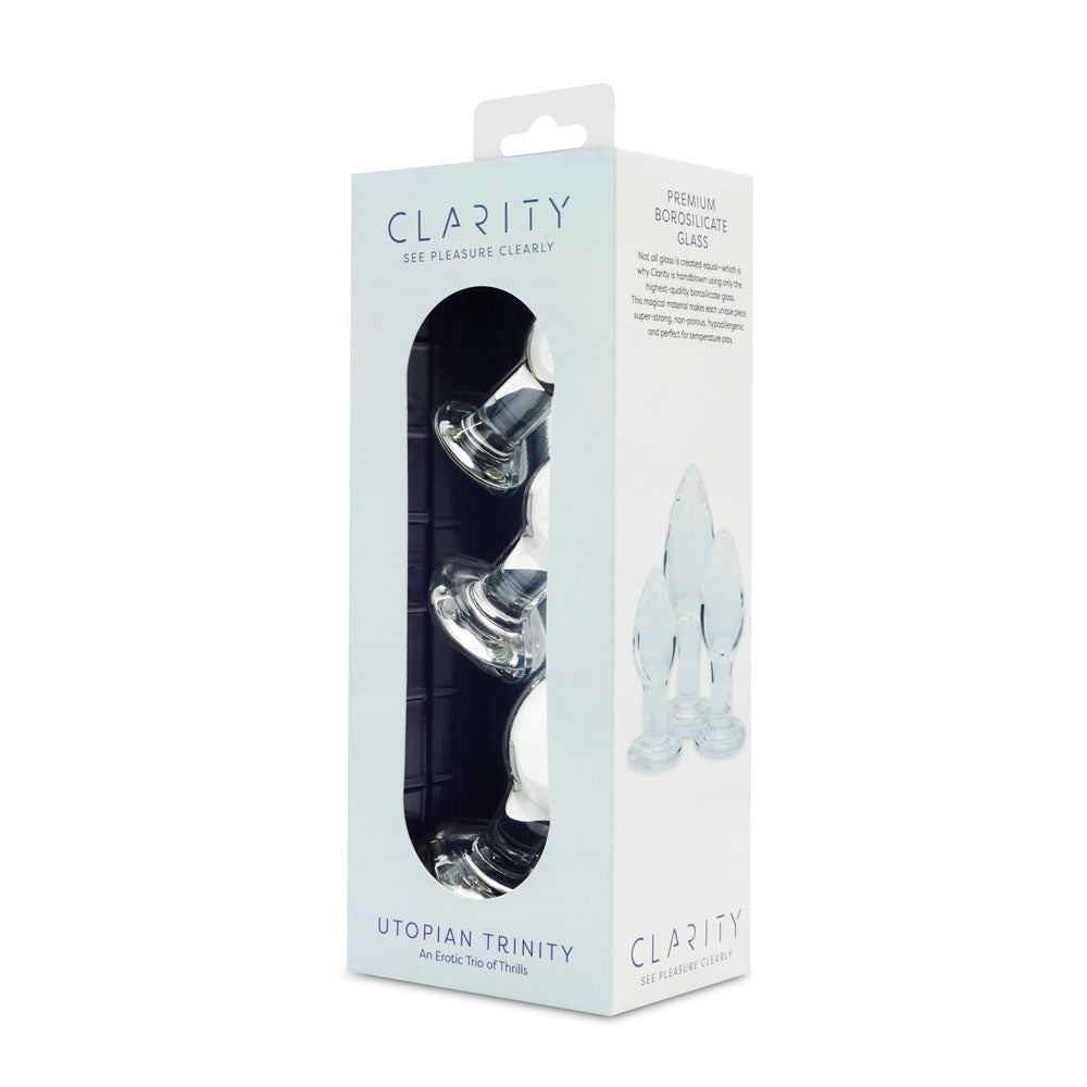 Clarity Utopian Trinity (Set of 3) – Luxury Glass Butt Plug Set in Small, Medium, and Large Sizes GLASS TOYS