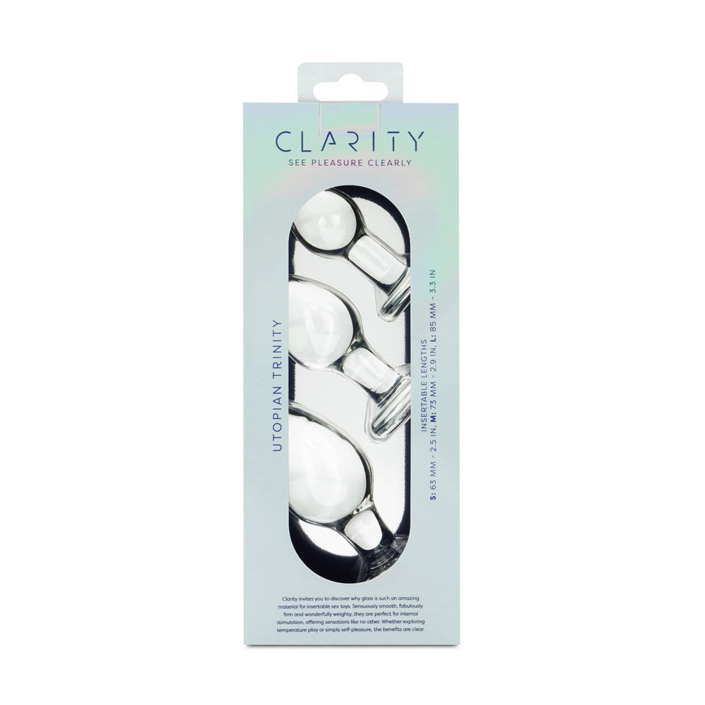Clarity Utopian Trinity (Set of 3) – Luxury Glass Butt Plug Set in Small, Medium, and Large Sizes GLASS TOYS