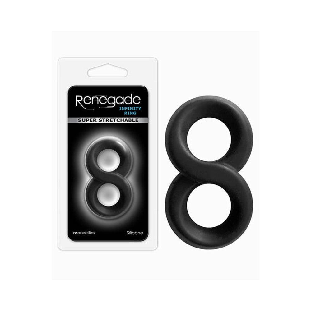 Renegade Infinity Ring (Black) – Stretchy Silicone Cock and Ball Rings Secondary image