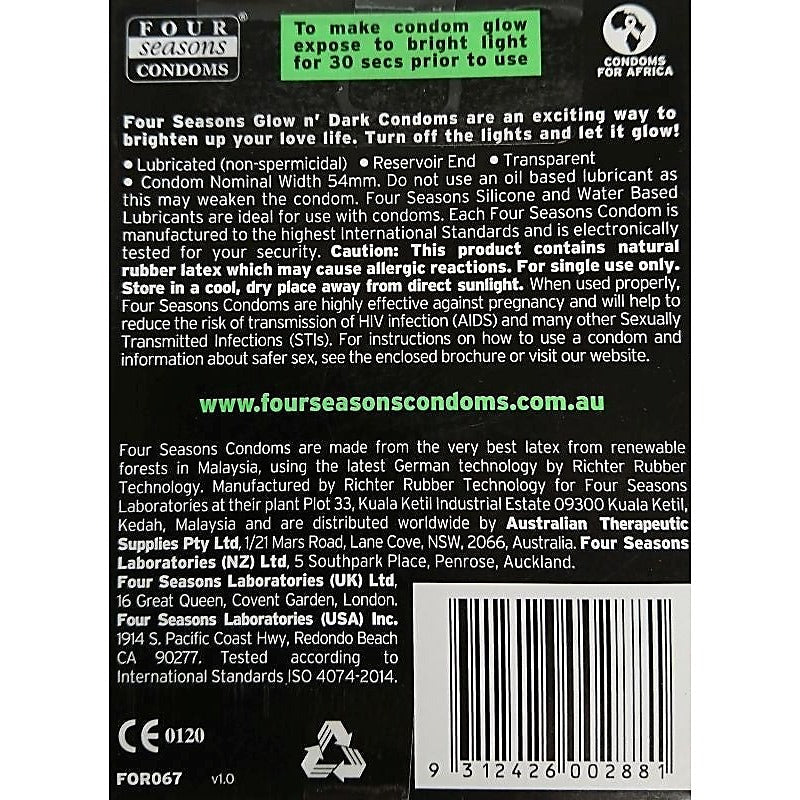 Glow N' Dark 4's Condom by Four Seasons - Condoms