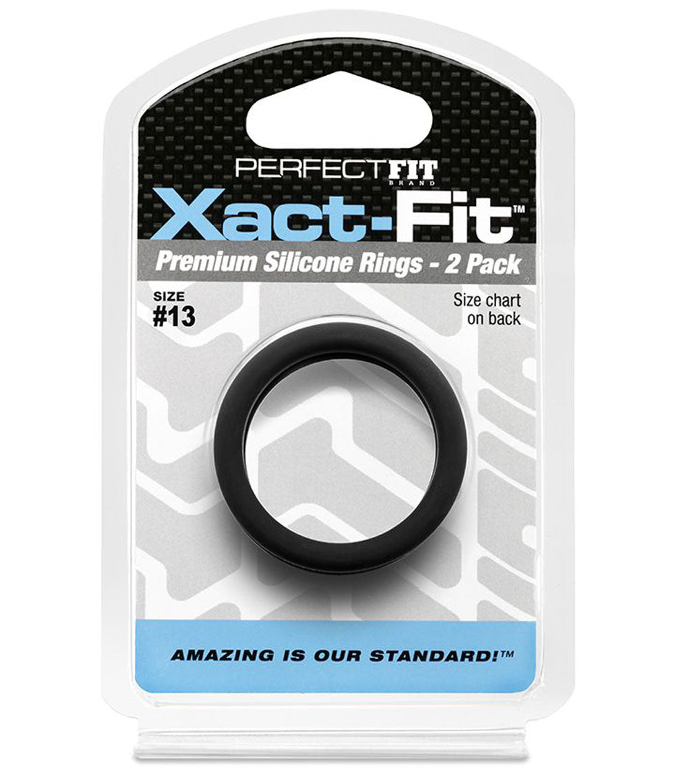 Xact Fit Size 13 Silicone Cock Rings 1.3 Inch 2 Pack Black > Cock Ring > Sets