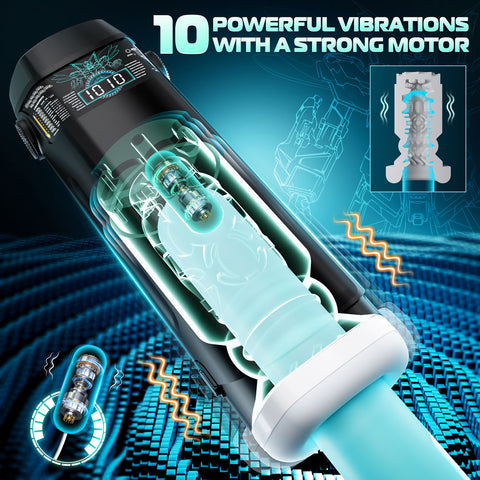 CyberSkin B-Titan - USB Rechargeable Thrusting & Vibrating Auto Masturbator with Heater Strokers - Auto