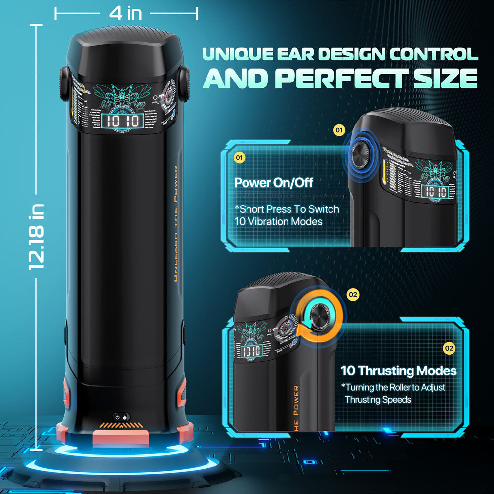 CyberSkin B-Titan - USB Rechargeable Thrusting & Vibrating Auto Masturbator with Heater Strokers - Auto