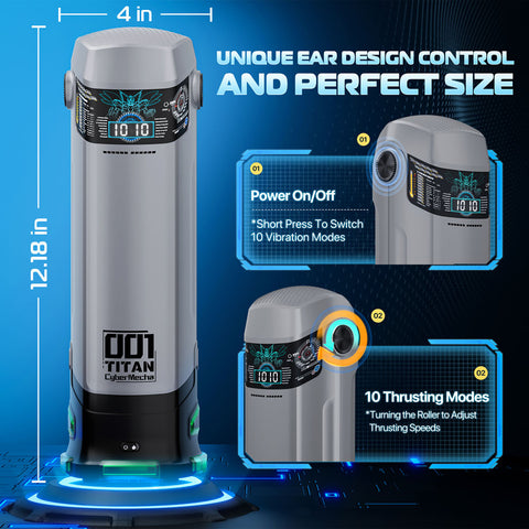 CyberSkin B-Titan - Thrusting & Vibrating Auto Masturbator with Heater Strokers - Auto