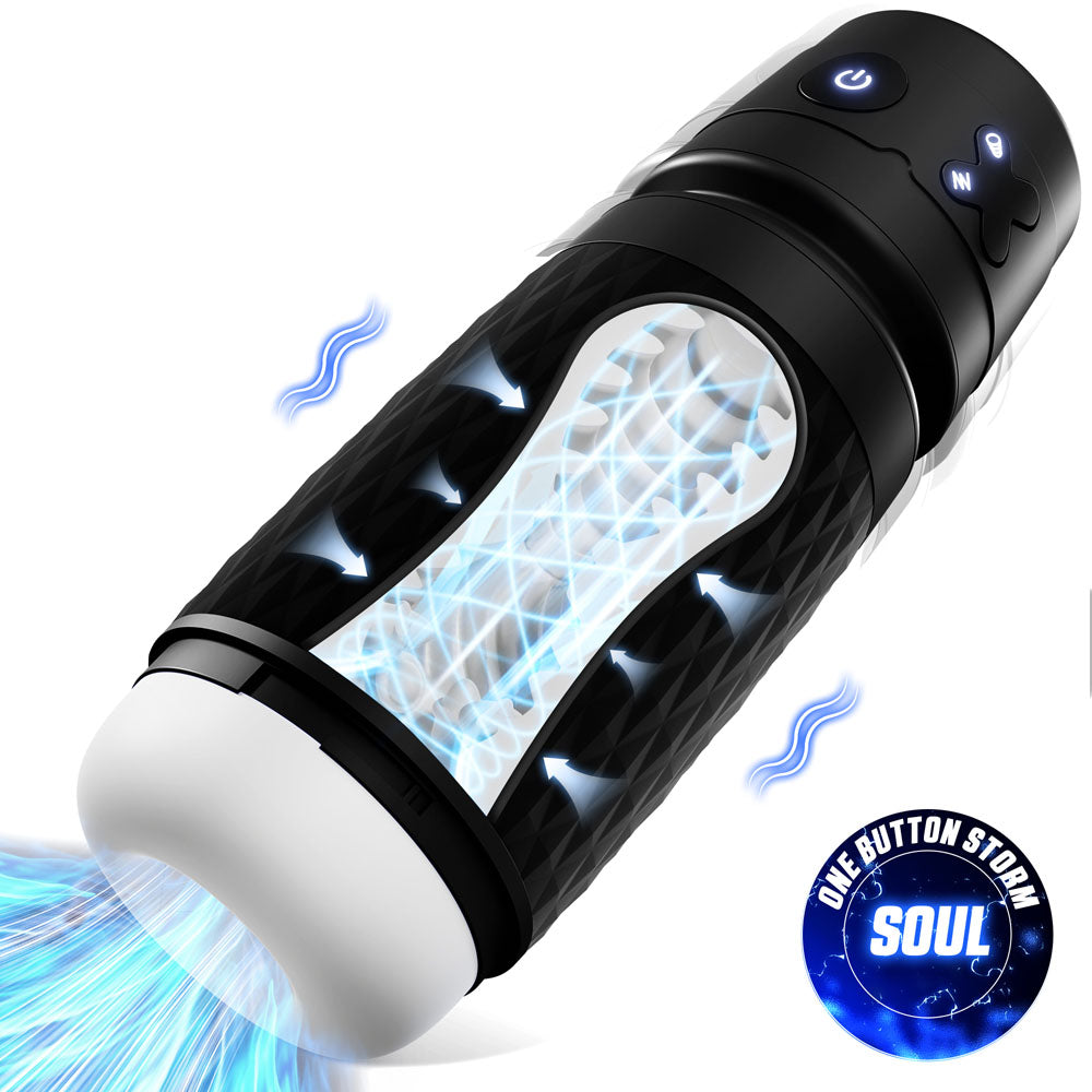 Cyberskin The Warrior – USB Rechargeable Sucking and Vibrating Masturbator Black > Sex Toys For Men > Masturbators Premium Main image