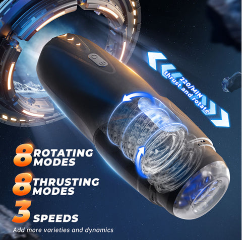 CyberSkin Galaxy Voy - USB Rechargeable Thrusting & Rotating Auto Masturbator with Heater Strokers - Auto
