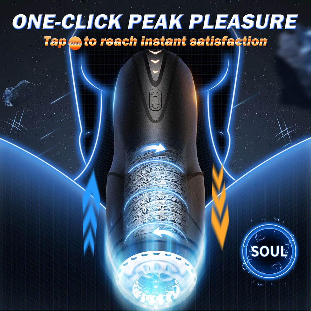 CyberSkin Galaxy Voy - USB Rechargeable Thrusting & Rotating Auto Masturbator with Heater Strokers - Auto